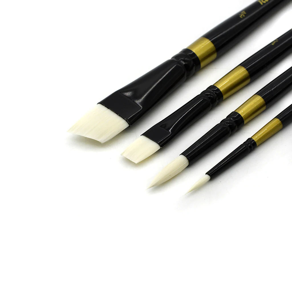 Angled, Flat & Round  Brush Set - 4 Pack